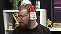 Side view of the Santa earmuffs in 2015 Holidump.